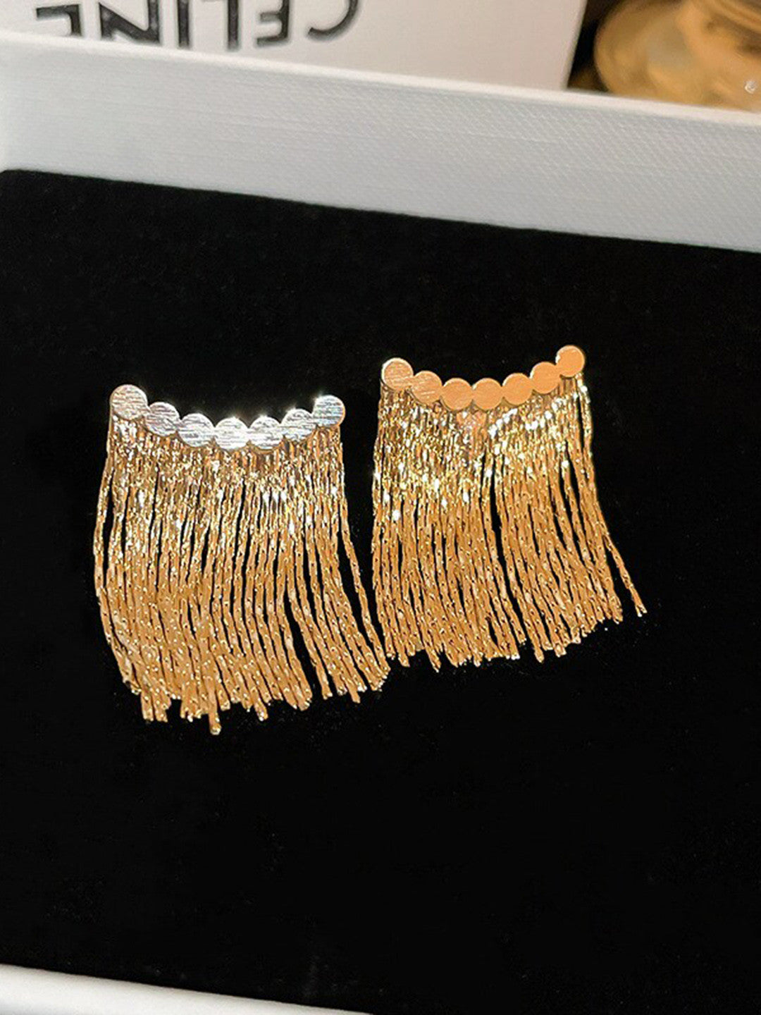 Gold-Plated Drop Earrings – Fashion Jewellery – Contemporary Style – 4 Cm Length