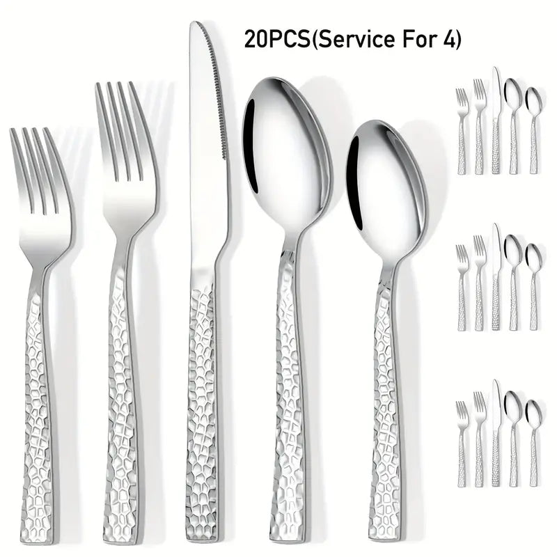 20-Piece Silverware Set for 4 - Stainless Steel Cutlery, Dishwasher Safe