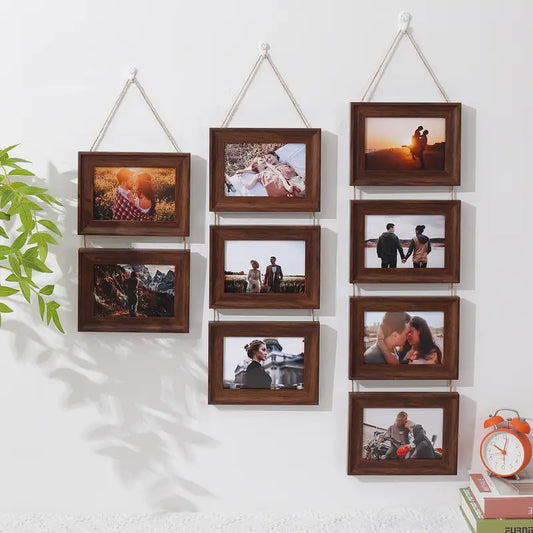 Walnut Photo Frame - Rustic Wall Decor, 15-24cm Photos