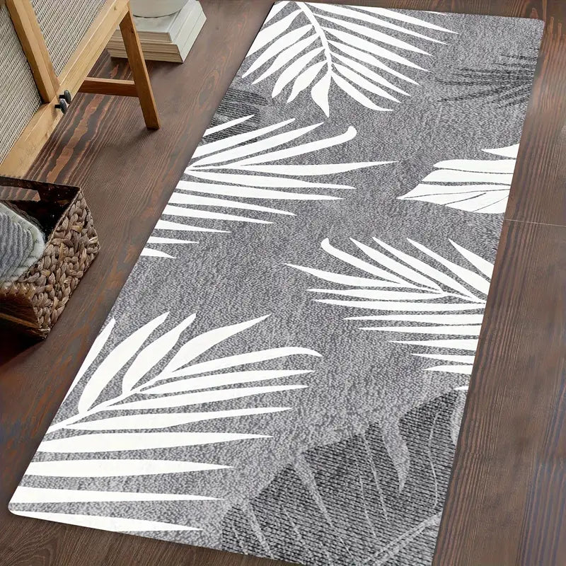 Boho Leaf Runner Rug - Soft, Washable, Non-Slip Hallway Carpet
