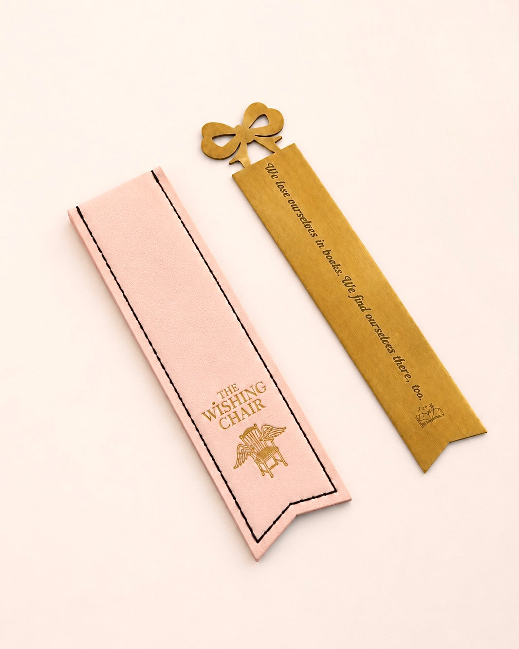 Bookmark | Metal Bow-shaped Engraved | 15x3cm, Brushed Gold