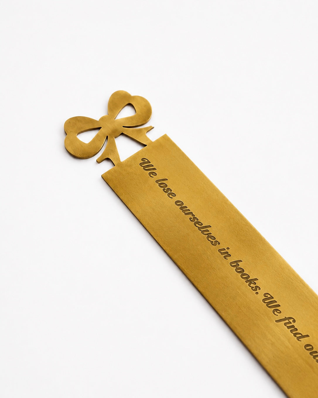 Bookmark | Metal Bow-shaped Engraved | 15x3cm, Brushed Gold