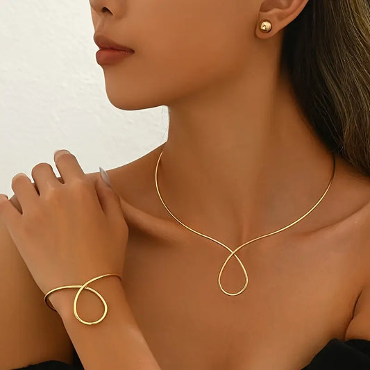 Vintage Tribal Jewelry Set: Iron Necklace, Bracelet, Earrings