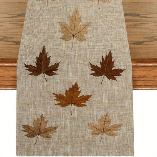 Autumn Maple Leaf Table Runner - Rustic Fall Thanksgiving Decor