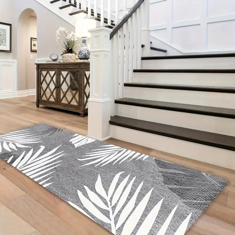 Boho Leaf Runner Rug - Soft, Washable, Non-Slip Hallway Carpet