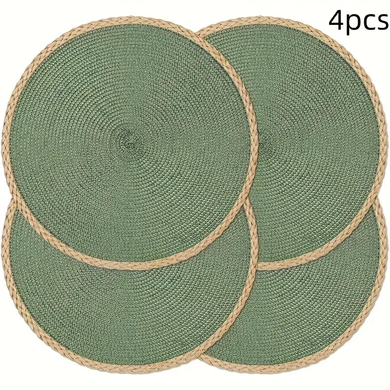 Round Braided Placemats - Washable, Heat Resistant, Non-Slip Dining Table Mats