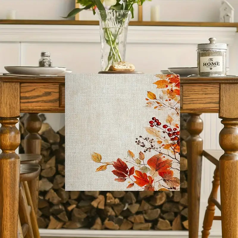 Linen Table Runner Rustic Woven Fall Decor Dining Coffee Table