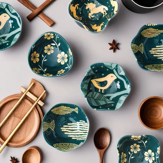 Ceramic Snack Bowls -  Cherry Blossom Design Set of 6