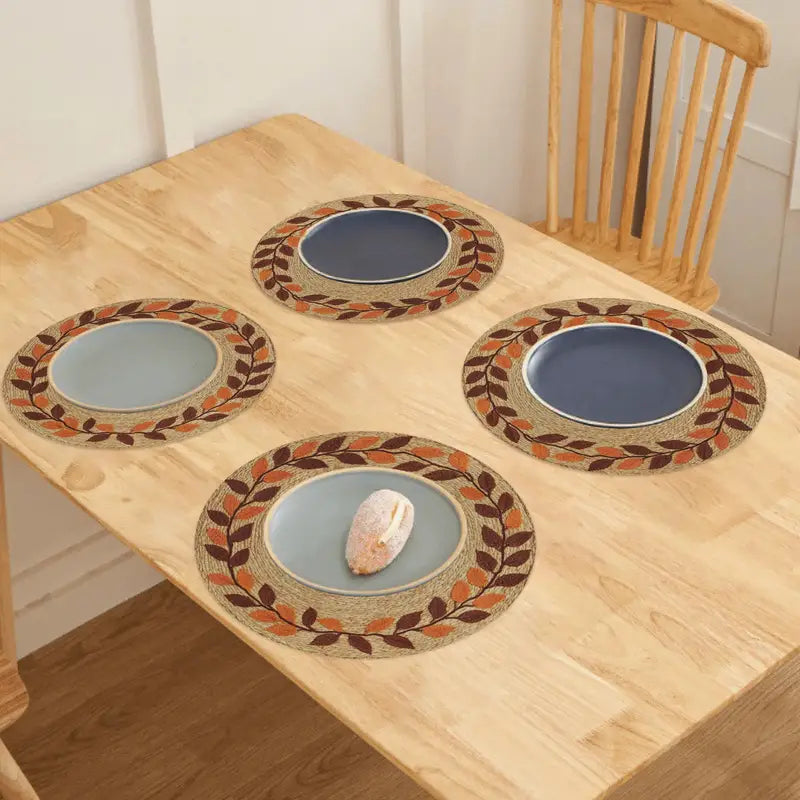 Yellow Woven Placemats - Non-Slip Round Table Mats (Set of 4)