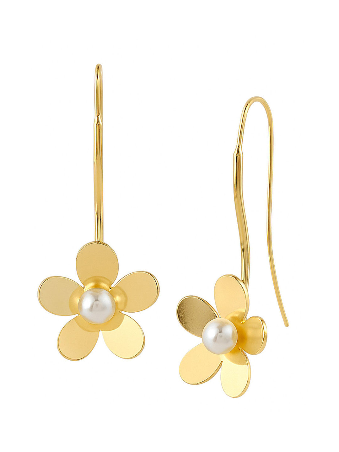 Floral Pearl Drop Earrings – Fashion Jewellery – Gold-Plated, Pearl Embellished – Retail Unit