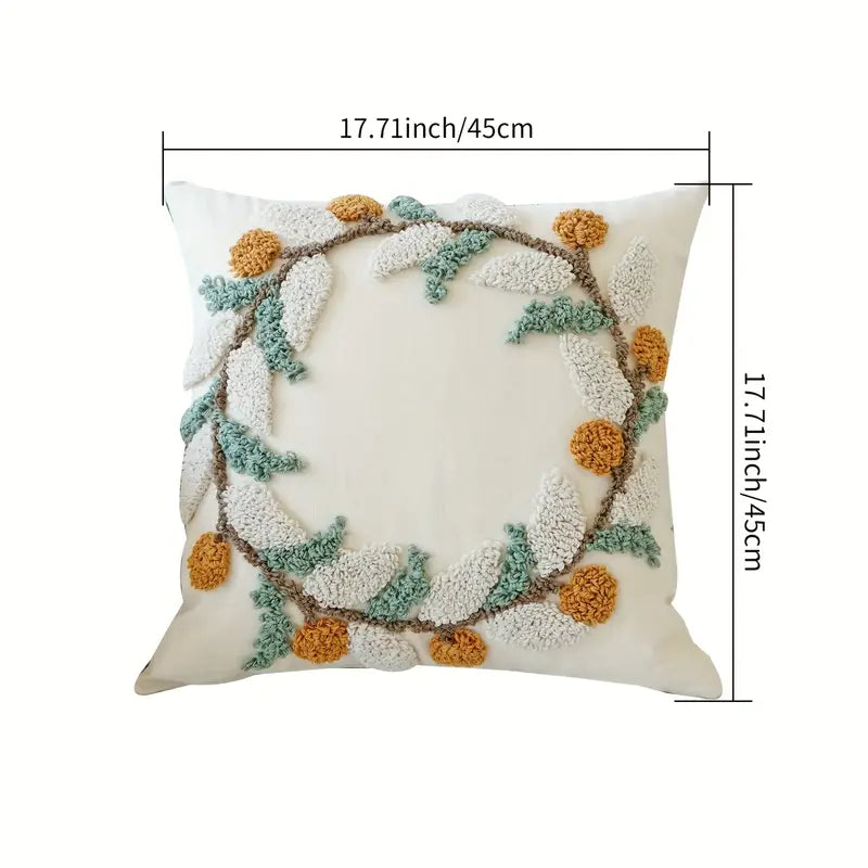 Velvet Floral Embroidery Pillow Cover - Sofa Cushion Home Decor