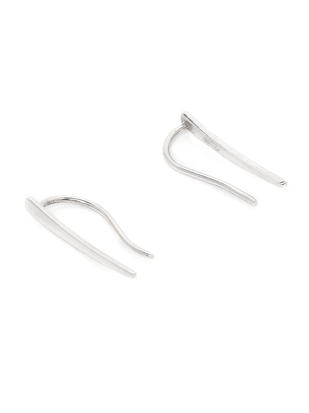 Contemporary Studs – Earrings – 925 Sterling Silver, Rhodium-Plated, Fish Hook – 2cm Length