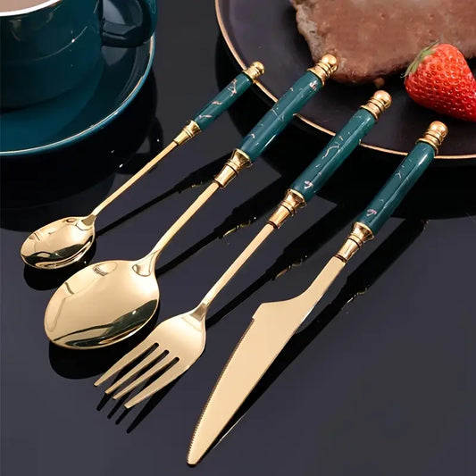 Stainless Steel Cutlery Set - Ceramic Handle, 24 Piece