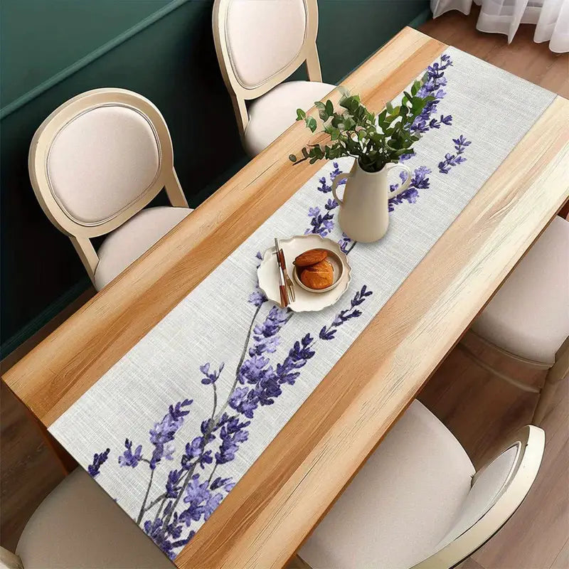 Purple Lavender Table Runner - Elegant Polyester Dining and Kitchen Decor