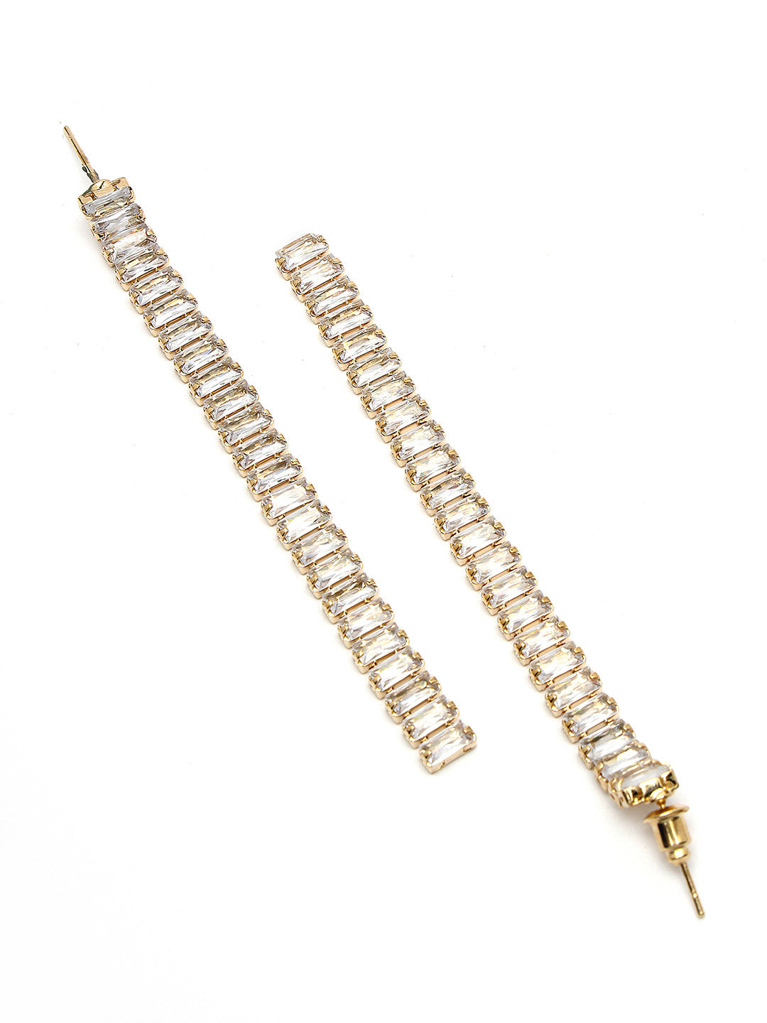 Gold Plated Cubic Zirconia Drop Earrings – Fashion Jewellery – Gold Plated, CZ – 7.5 cm Length
