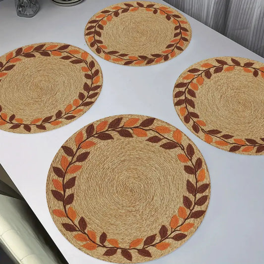 Yellow Woven Placemats - Non-Slip Round Table Mats (Set of 4)