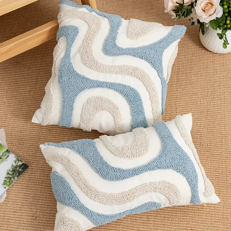 Blue Velvet Pillow Cover - Bohemian Chic Decor, Zippered
