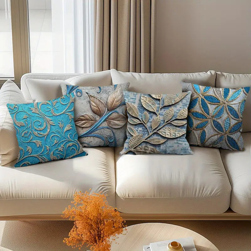 Golden Pattern Pillow Covers 18x18 - Soft Plush Decorative Cushion Cases