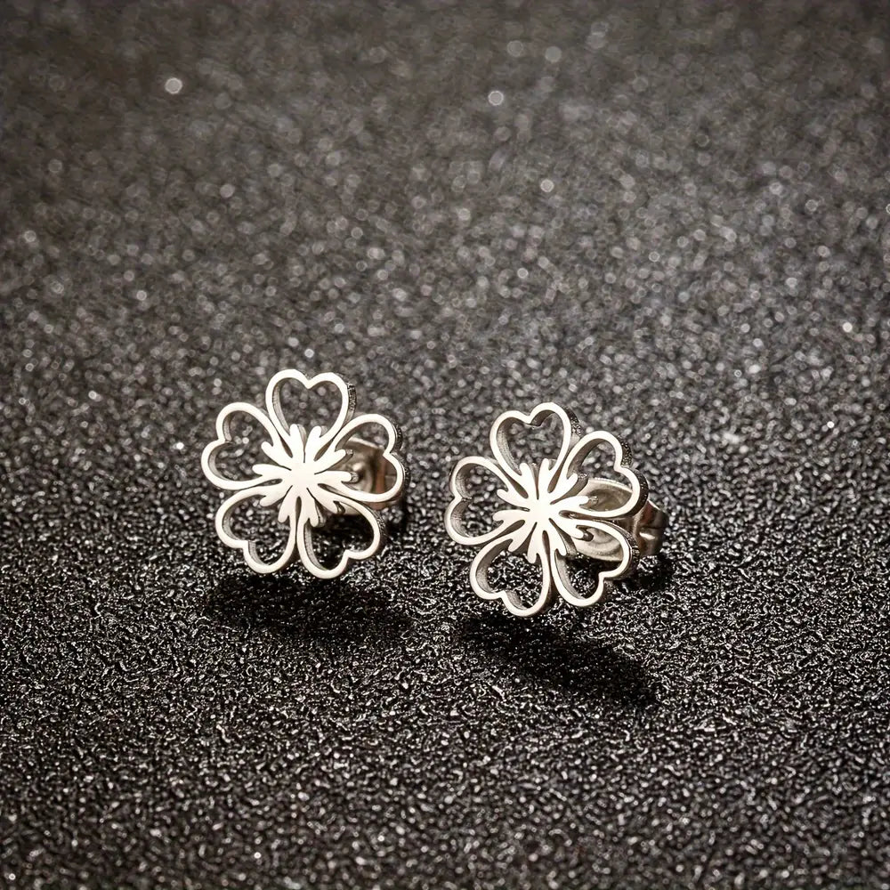 Chic Plum Blossom Stud Earrings