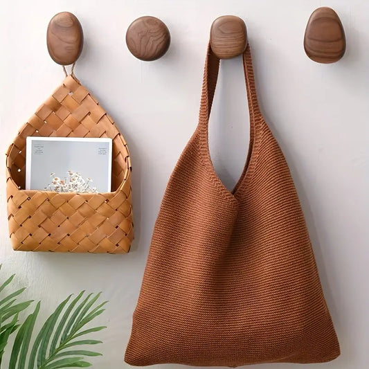 Walnut Wood Wall Coat Rack Set - Handcrafted, Sturdy Mount