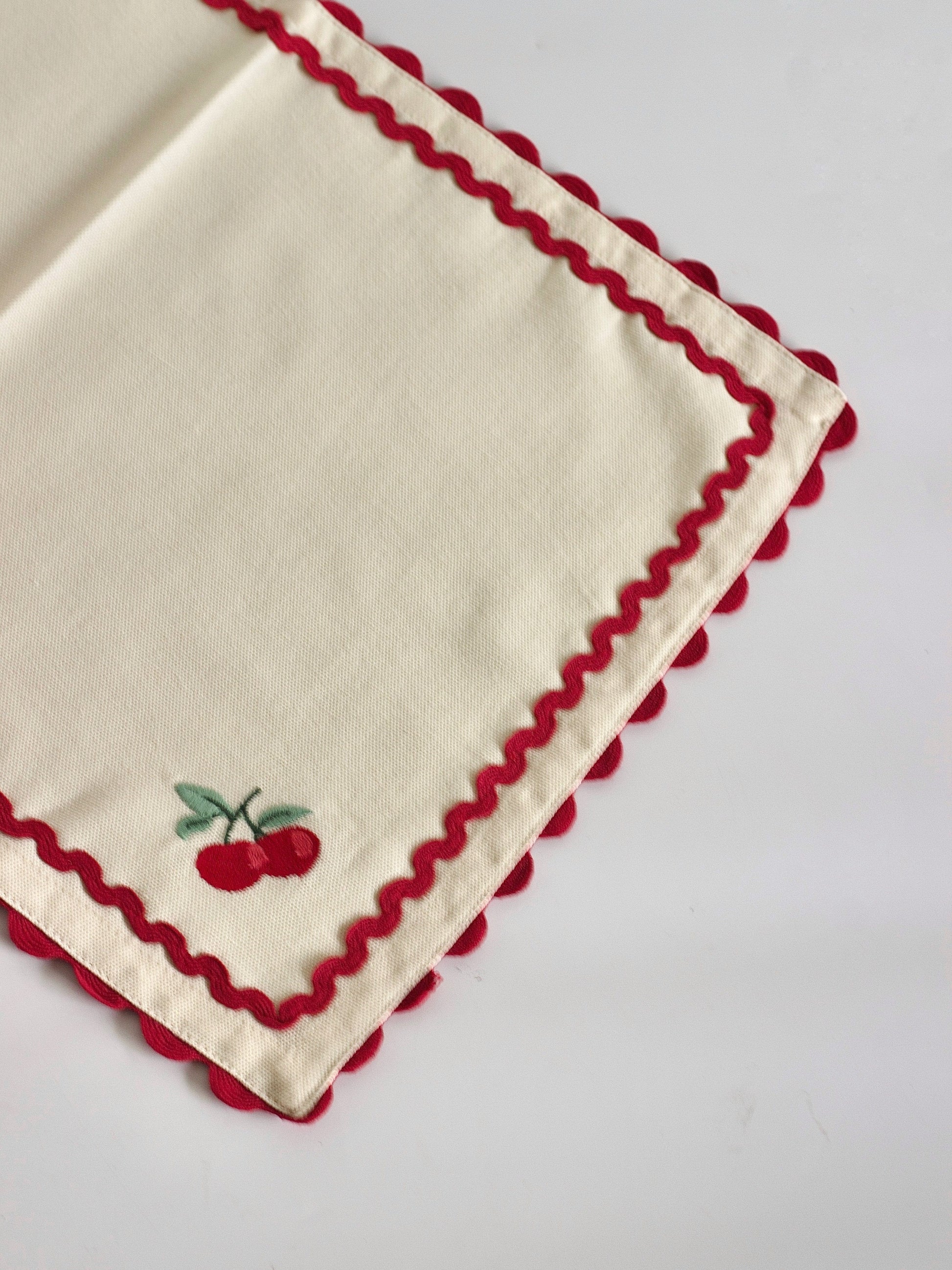 Cherry Crush Embroidered Placemats - Set of 6