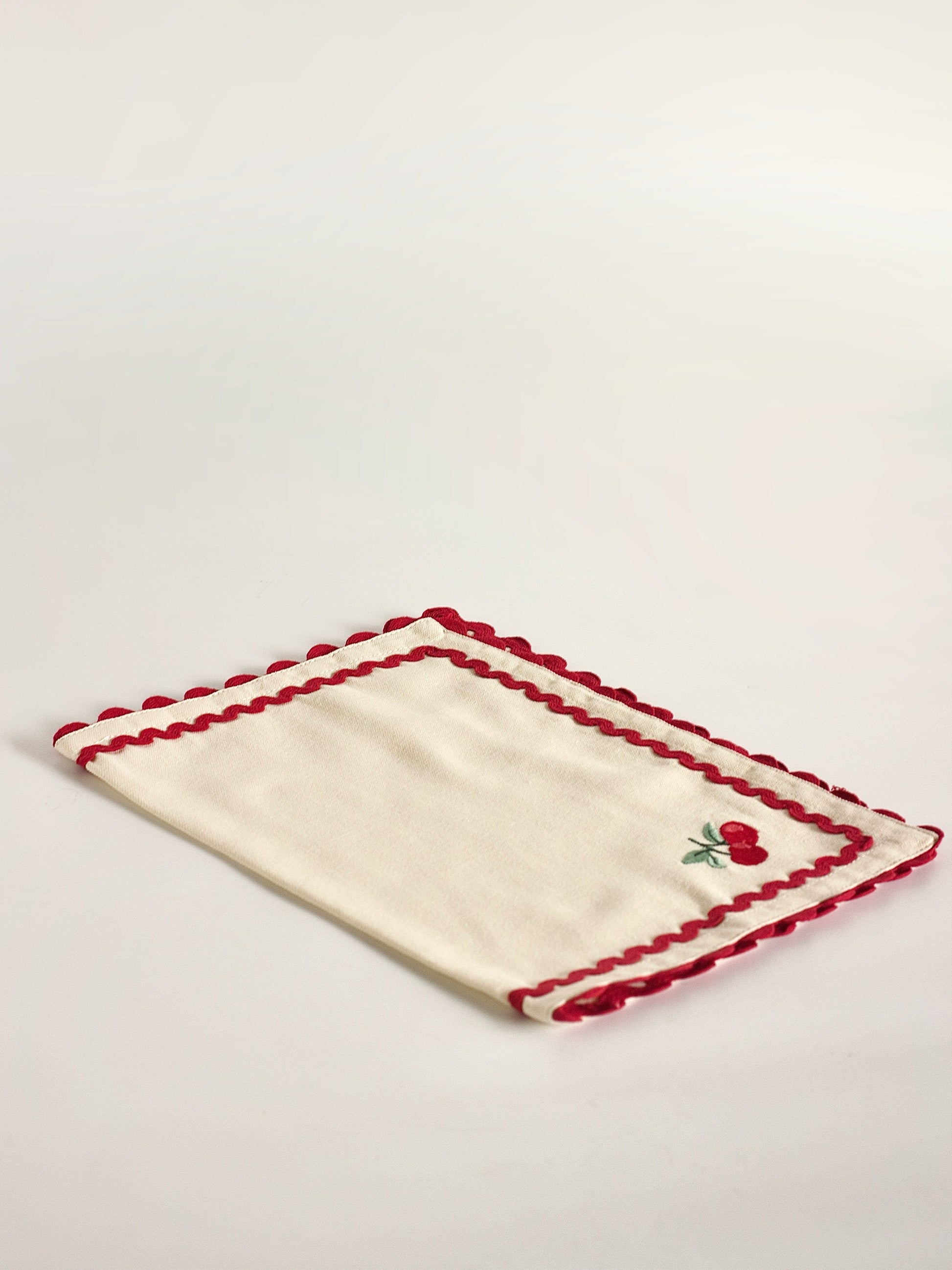 Cherry Crush Embroidered Placemats - Set of 6