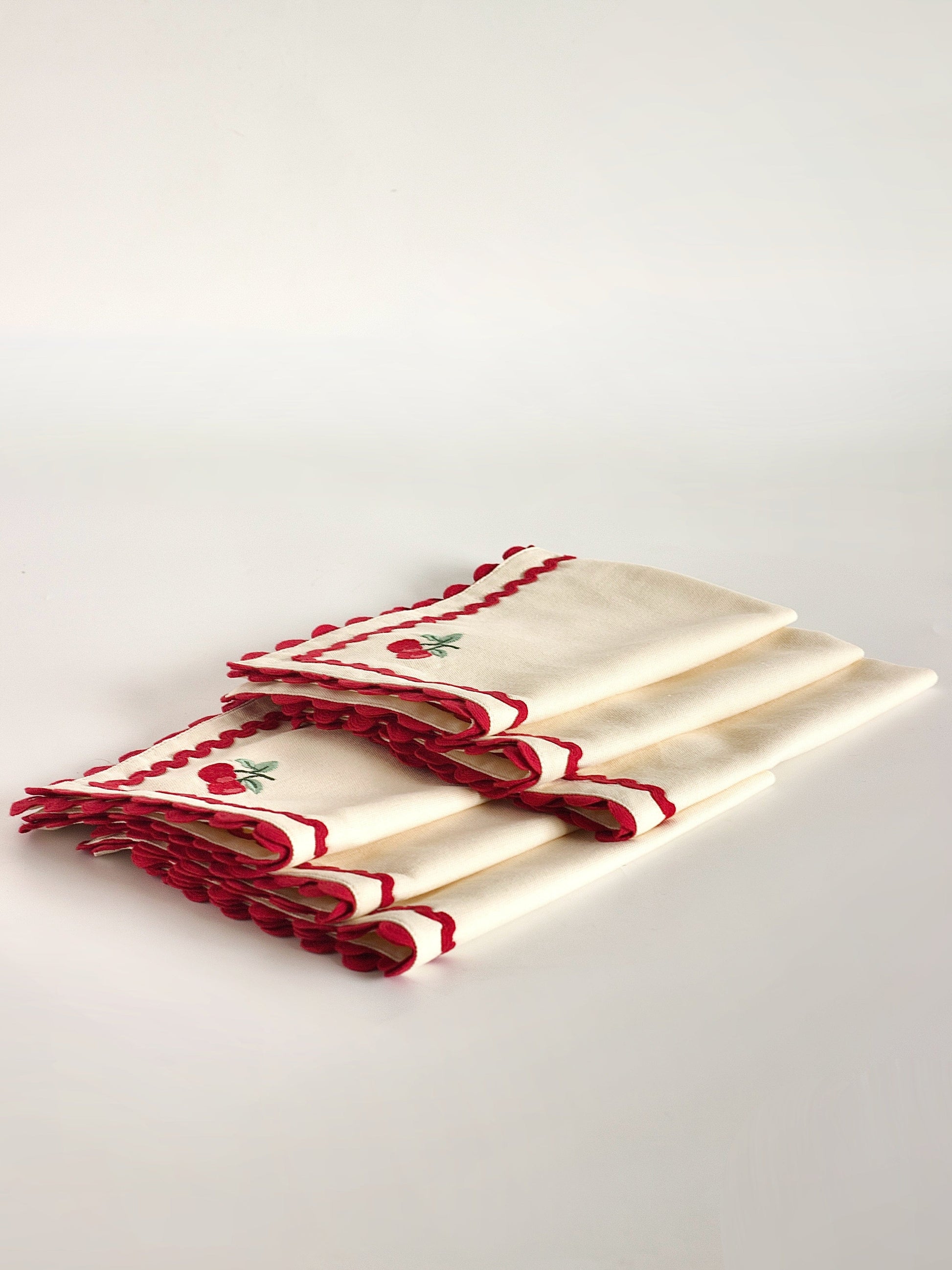 Cherry Crush Embroidered Placemats - Set of 6