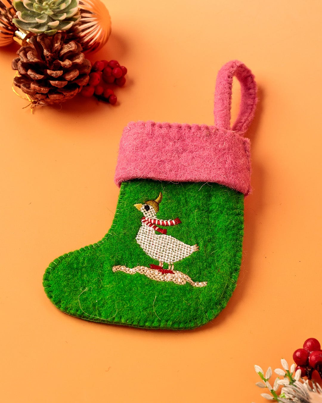Silly Goose Felt Stocking Xmas Ornament