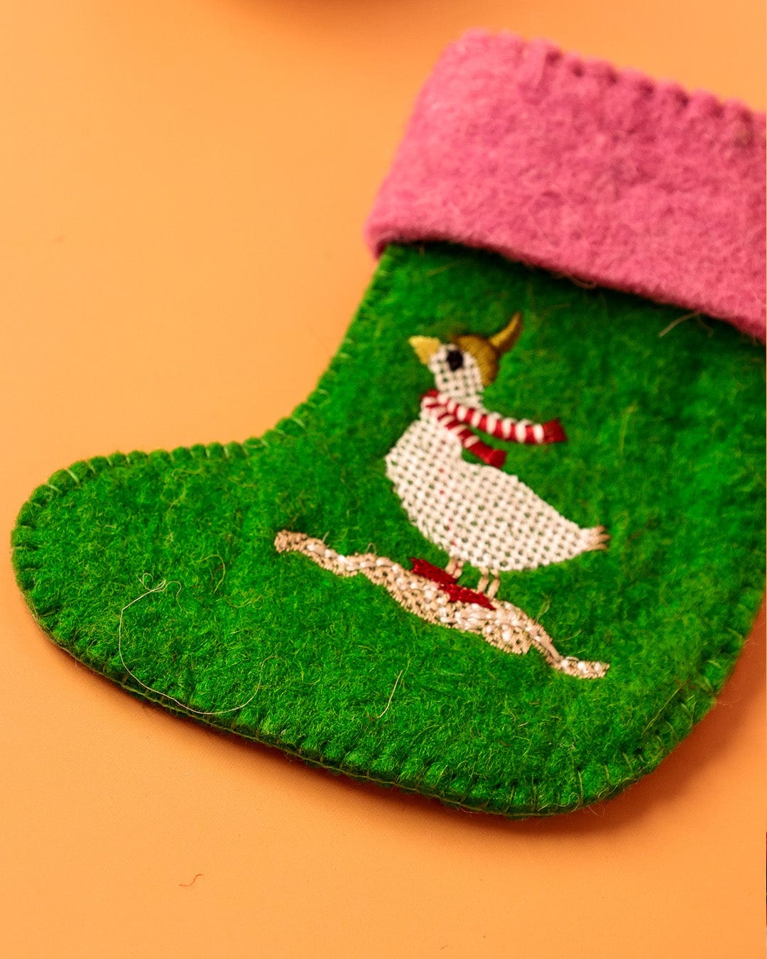 Silly Goose Felt Stocking Xmas Ornament