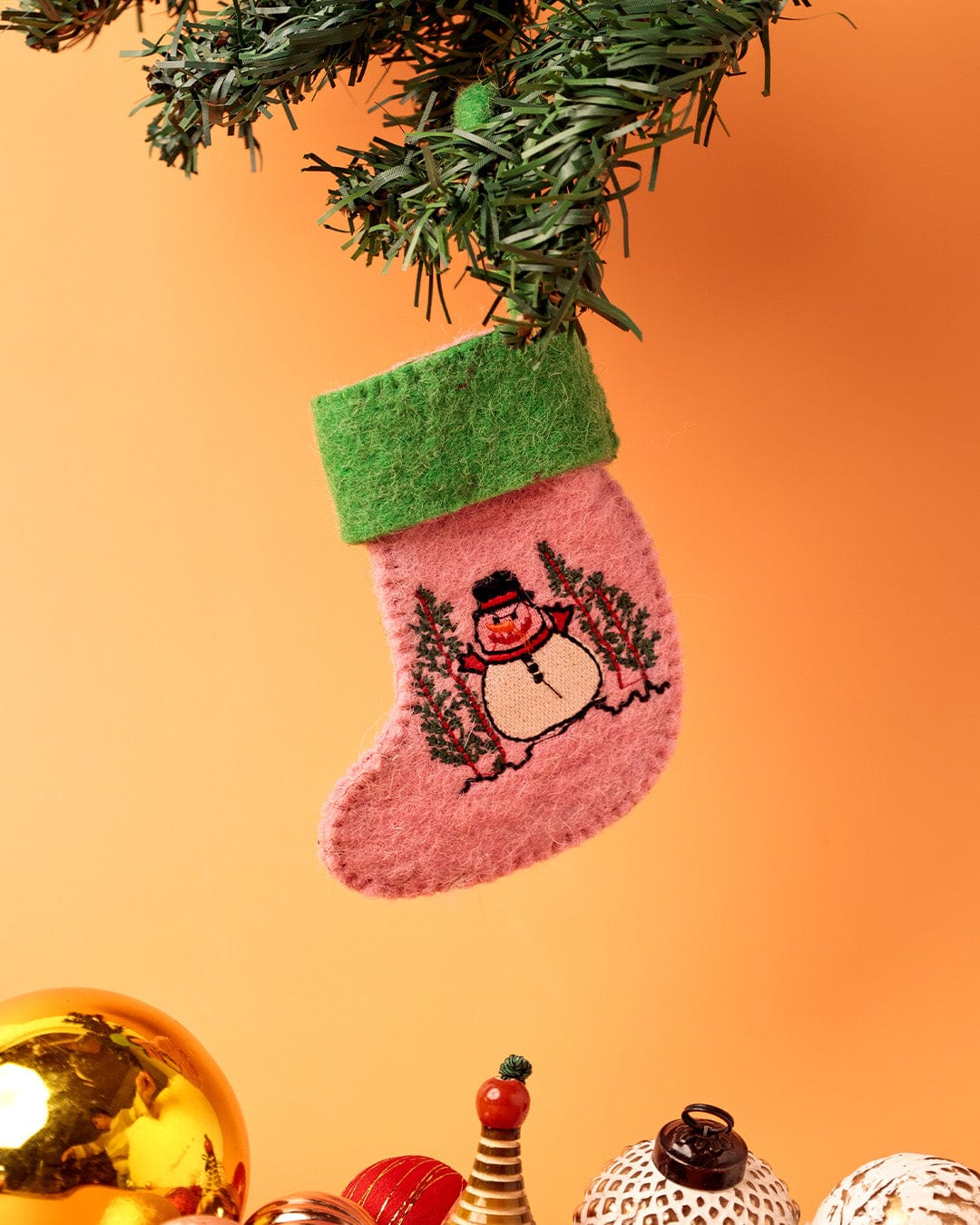 Snowman Felt Stocking Xmas Ornament
