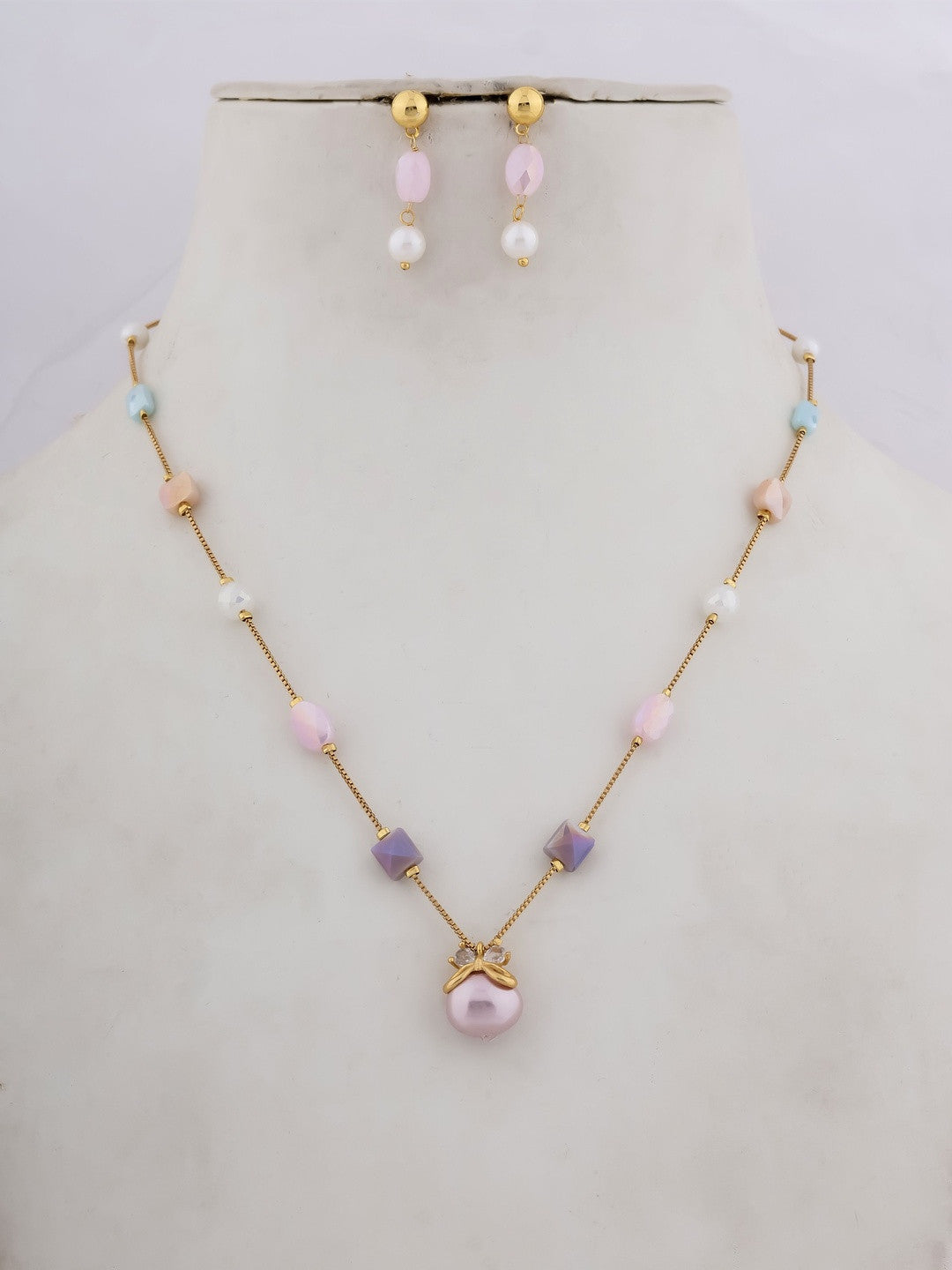 Brass Gold-Plated Necklace – Fashion Jewellery – Gold-Plated Brass with Crystals