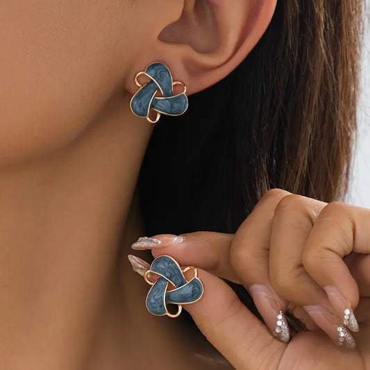 Rotating Flower Earrings - Geometric Dangle Studs Jewelry
