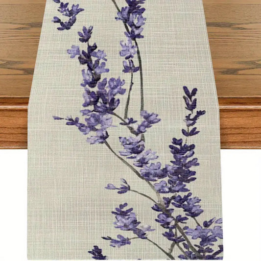 Purple Lavender Table Runner - Elegant Polyester Dining and Kitchen Decor
