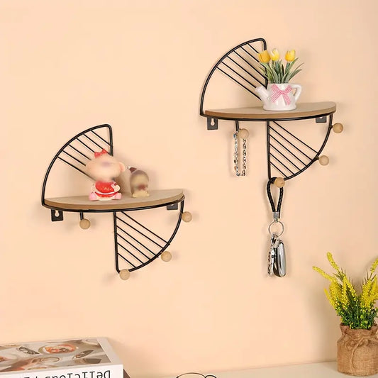 Étagère de rangement flottante en métal festonné – Organiseur mural décoratif pour chambre et entrée