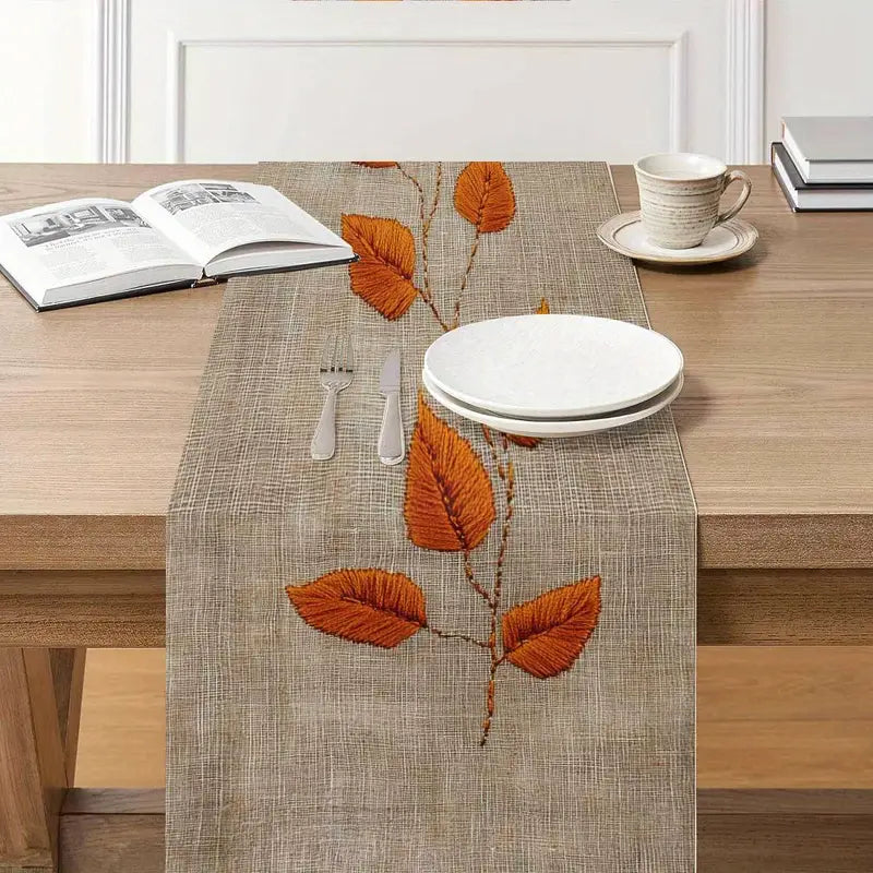 3D Leaf Table Runner - Warm Season Polyester Table Decor