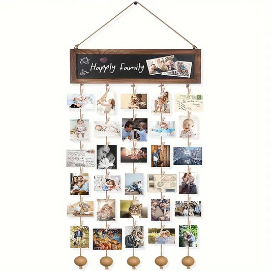 Rustic Photo Collage Board - Personalized Picture Hanging Display