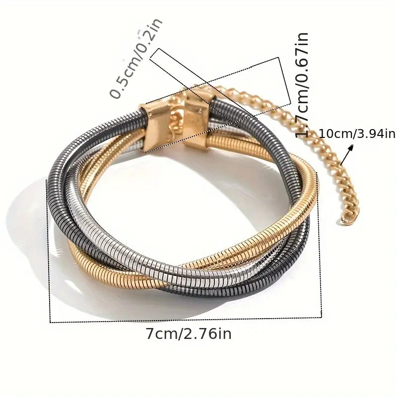 Multi-Layer Contrasting Color Bangle Bracelet – Versatile Iron Jewelry for Women