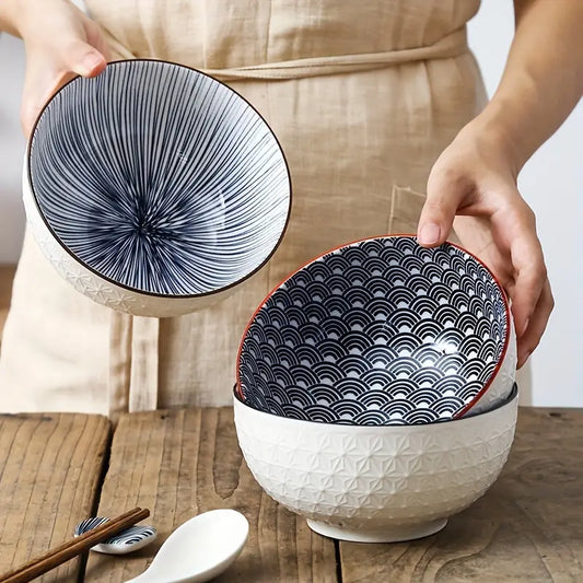 6" Ceramic Bowls (Set of 2) - Soup, Salad, Noodle Bowls