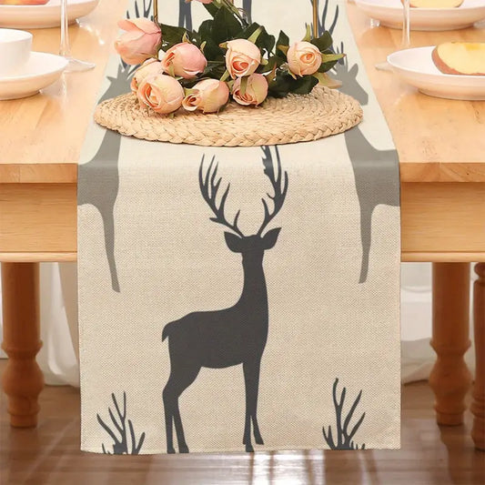 Gray Deer Table Runner - Elegant, Soft, Easy Clean Dining Decor