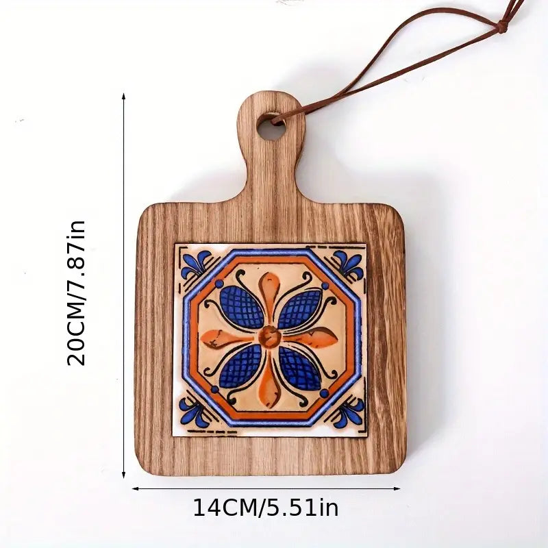 Floral Wooden Coasters with Rack - Hot Pads and Tripods