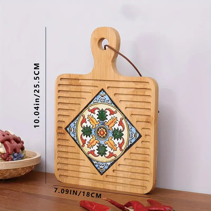 Vintage Wooden Trivet Mat - Heat Resistant, Hand Washable
