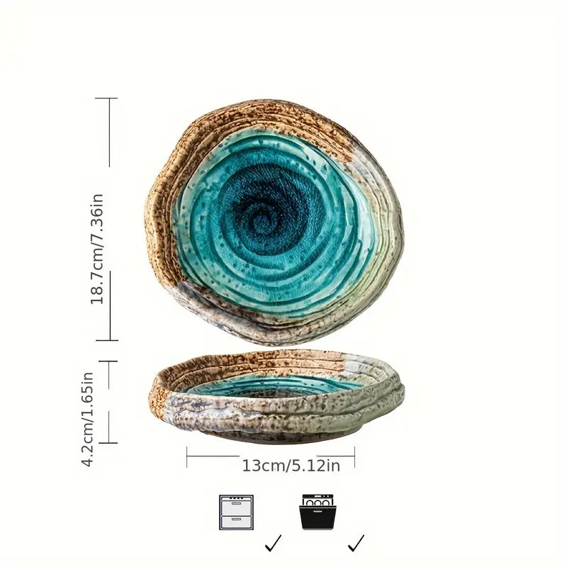 Blue Marbled Ceramic Salad Plates - Restaurant Grade Dinnerware