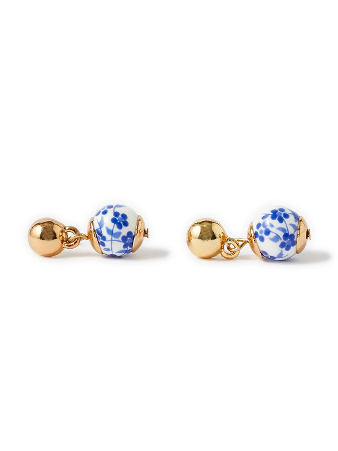 London Ceramic Beads – Drop Earrings – Geometric Blue Ceramic – 2cm Length