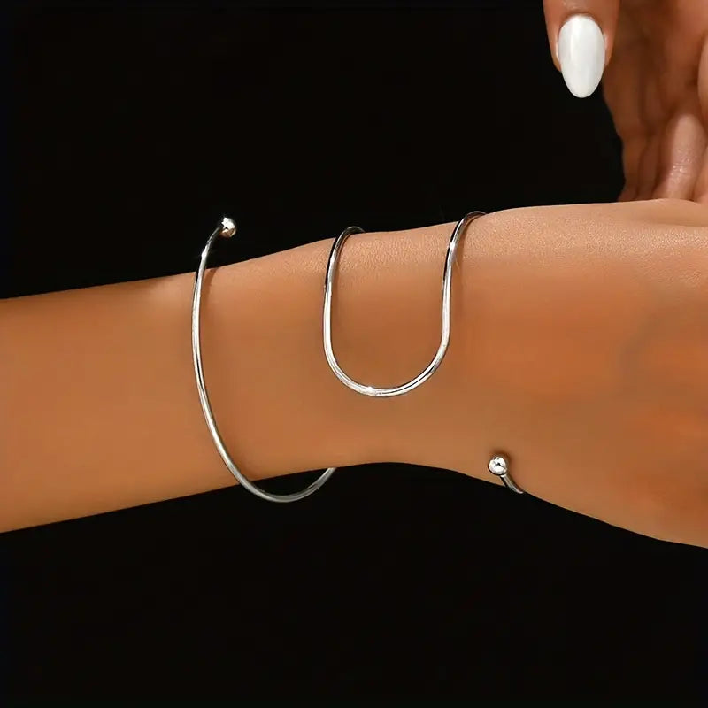 Minimalistische, meerlaagse open manchetarmband – veelzijdige sieraden voor vrouwen