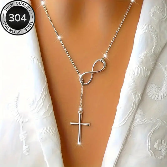 Stainless Steel Cross Pendant Necklace - Hypoallergenic