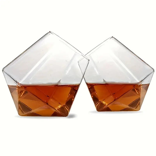 2-Pack Hexagon Whiskey Glasses – BPA-Free Insulated Cocktail Cups, Hand Wash