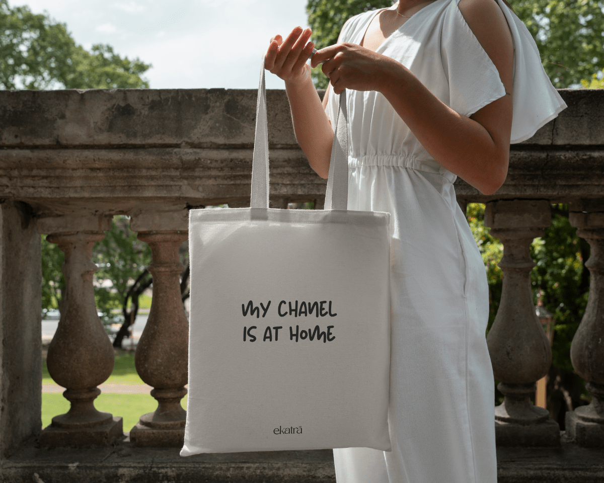 Woven Cotton Tote Bag - Playful Slogans