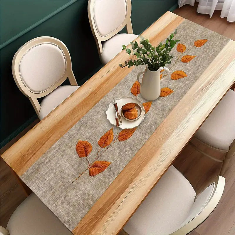 3D Leaf Table Runner - Warm Season Polyester Table Decor
