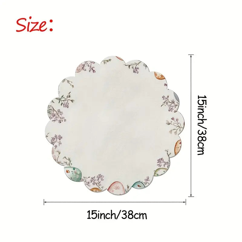 4PC Easter Lace Placemats – 15" Non-Slip Washable Mats with Floral Pattern