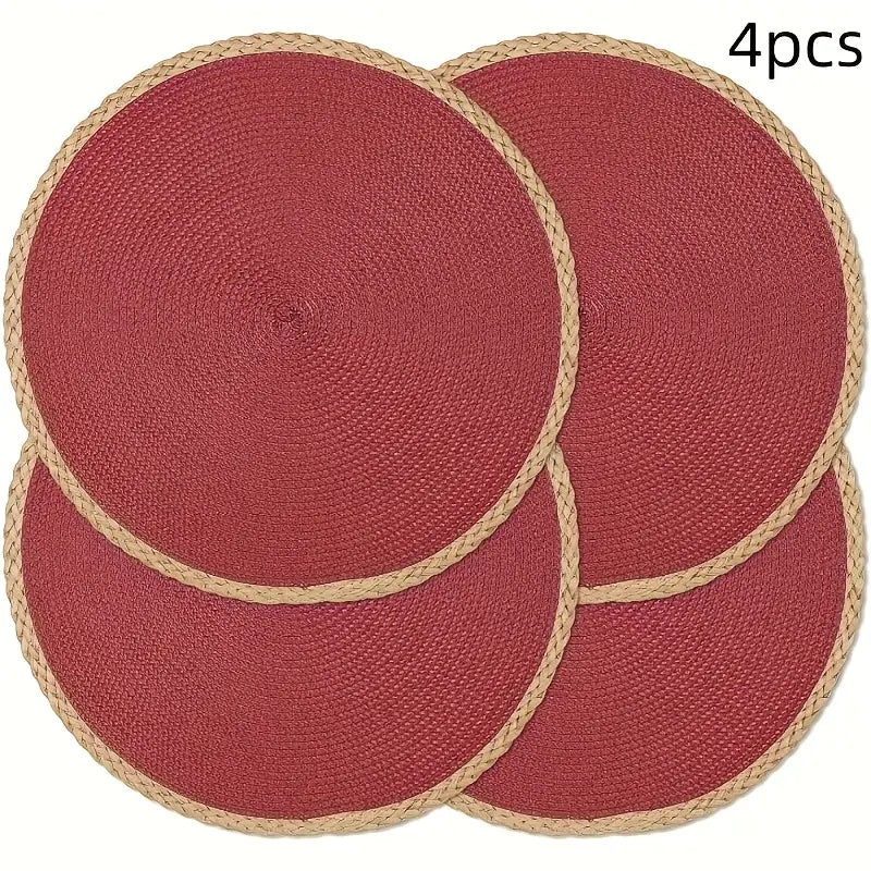 Round Braided Placemats - Washable, Heat Resistant, Non-Slip Dining Table Mats